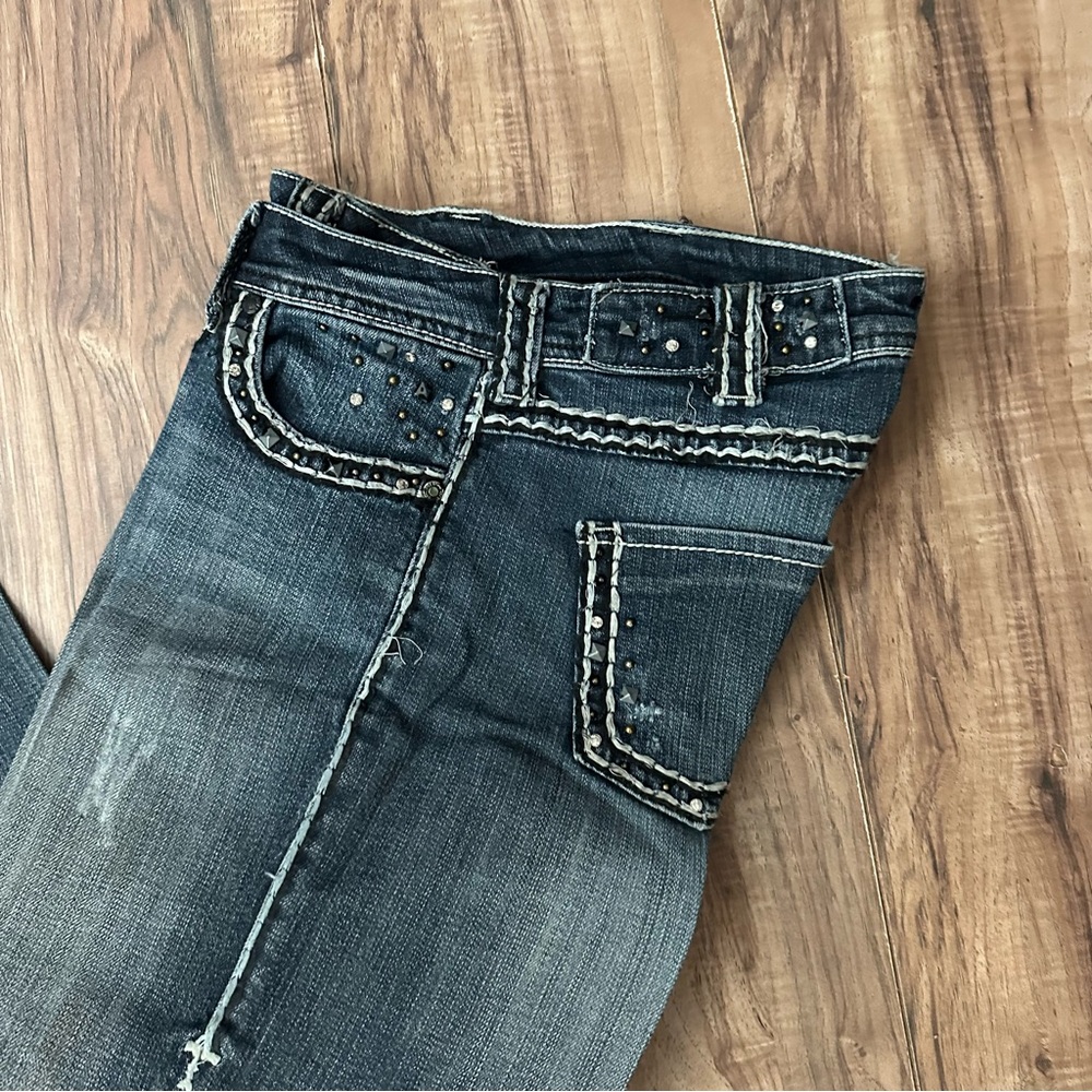 Cowgirl Tuff Hot Stuff Dark Blue Bootcut Jeans Heavy Starched 26x35 - Picture 6 of 9